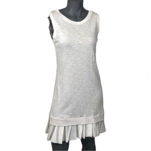 Clu mini cream Sun dress lace paneled sleeveless with silk ruffled  bottom XS